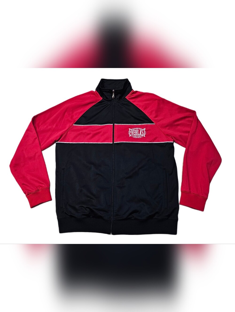 Vtg Everlast Men Medium Boxing Track Jacket Red Black Y2K Gym Training Full Zip